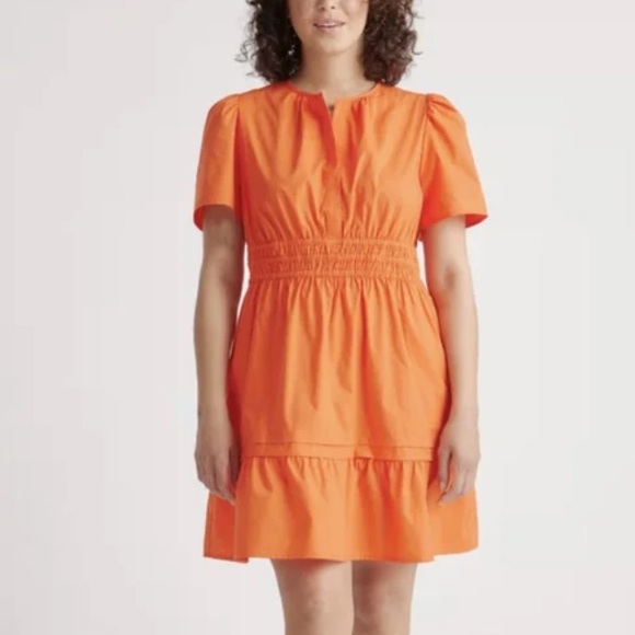 Quince Dresses & Skirts - Quince Cotton Tiered Mini Dress Vermillion Red